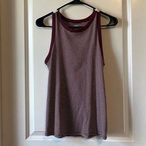 Old Navy Classic tank, maroon and white stripes